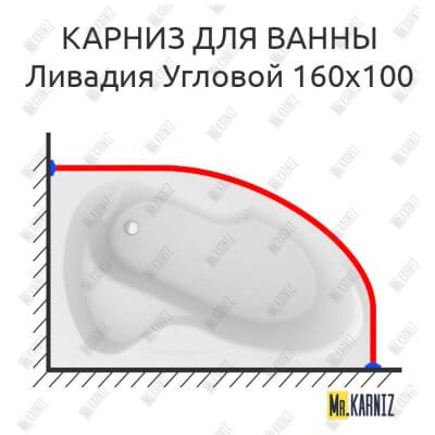 Карниз для ванны Mirsant Ливадия Угловой 160х100 Усиленный 25 мм MrKARNIZ