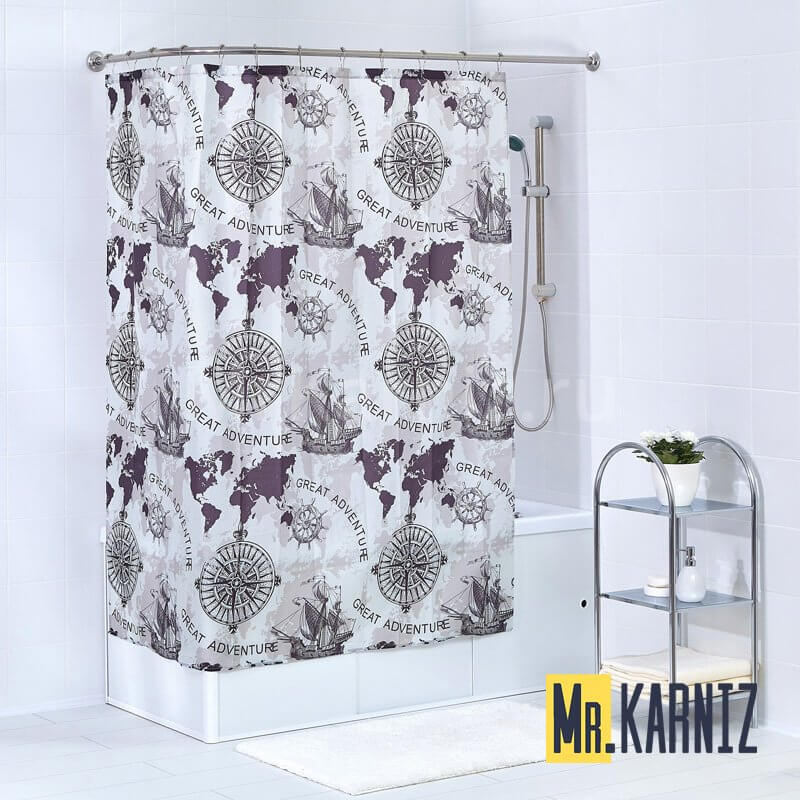 Штора для ванной Navigation 2 black-beige Штора для ванной Navigation 2 black-beige