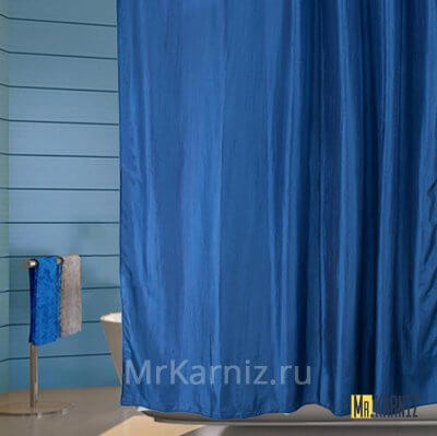 Штора для ванной Двухслойная Органза темно-синяя